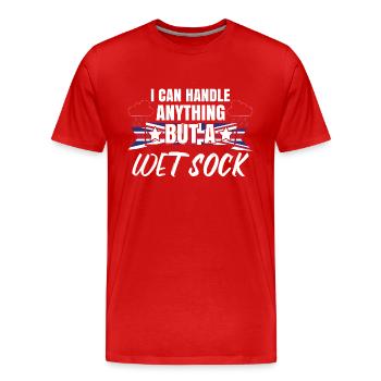 Ich kann mit allem umgehen, nur nicht mit einer nassen Socke - Männer Premium Bio T-Shirt - Rot - Vorne - Damien (186cm)