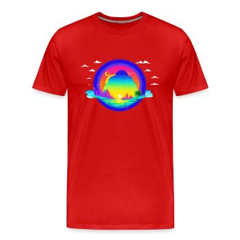Sunset beach - Men's Premium Organic T-Shirt - red - Front - Damien (186cm)