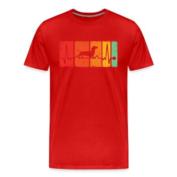 Retro Graphic Dachshund Dog Owner Dog Lover Wiener - Men's Premium Organic T-Shirt - red - Front - Damien (186cm)