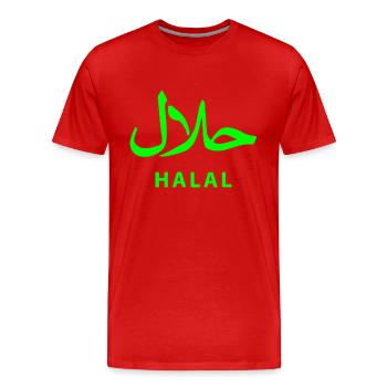 Halal حلال - Men's Premium Organic T-Shirt - red - Front - Damien (186cm)