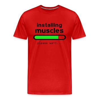 Installing muscles - T-shirt bio Premium Homme - rouge - Devant - Damien (186cm)