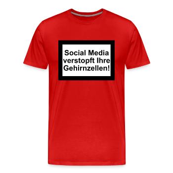 Social Media verstopft Gehirnzellen - Männer Premium Bio T-Shirt - Rot - Vorne - Damien (186cm)