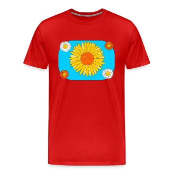 Gerbera sur turquoise - T-shirt bio Premium Homme - rouge - Devant - Damien (186cm)