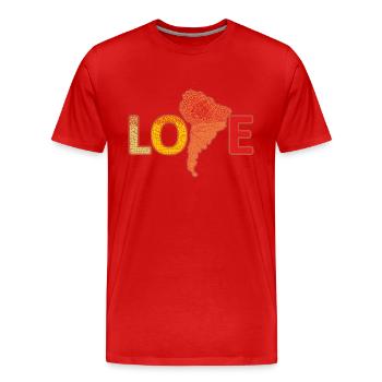 J’adore le jaguar et le crocodile d’Amérique du Sud - T-shirt bio Premium Homme - rouge - Devant - Damien (186cm)