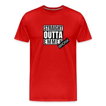 Straight Outta Emmen Bronx - Männer Premium Bio T-Shirt - Rot - Vorne - Damien (186cm)