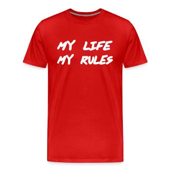 Leben - Männer Premium Bio T-Shirt - Rot - Vorne - Damien (186cm)