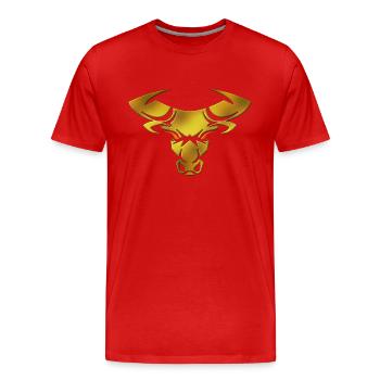 Bull Bull Head Head Logo Steak Beast Gym Horn - Men's Premium Organic T-Shirt - red - Front - Damien (186cm)