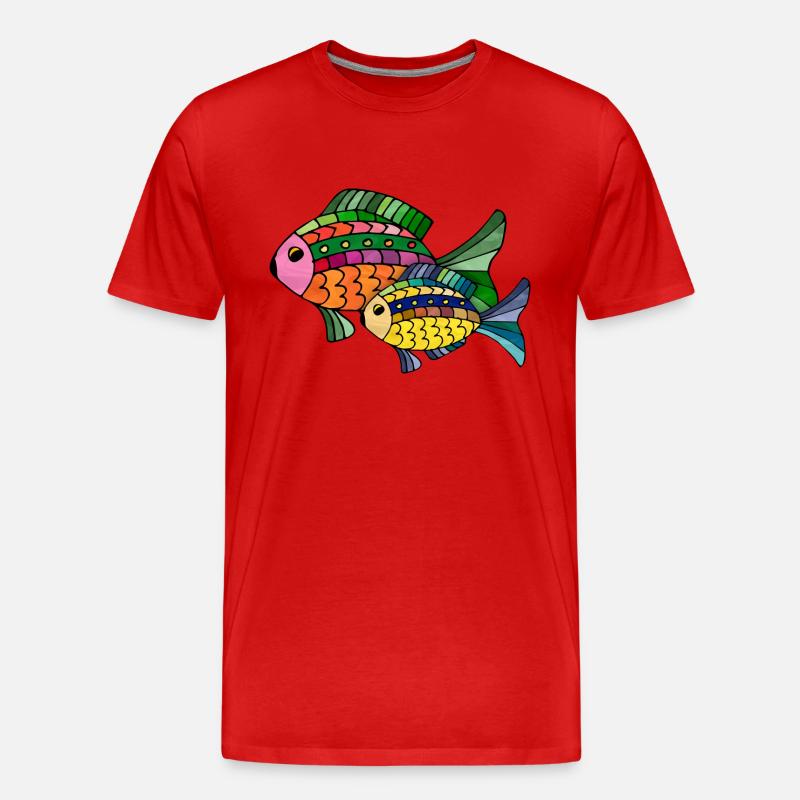 Fische - Männer Premium Bio T-Shirt - Rot