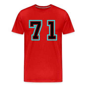71 Zahl Symbol - Männer Premium Bio T-Shirt - Rot - Vorne - Damien (186cm)