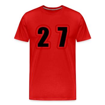 27 Zahl College - Männer Premium Bio T-Shirt - Rot - Vorne - Damien (186cm)