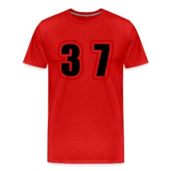37 Number College - Men's Premium Organic T-Shirt - red - Front - Damien (186cm)