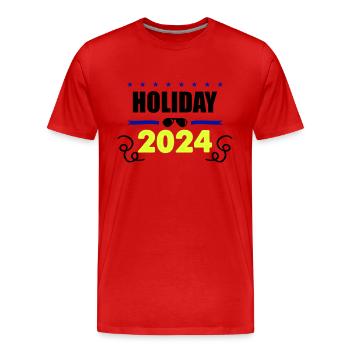 holiday 2024 - Männer Premium Bio T-Shirt - Rot - Vorne - Damien (186cm)