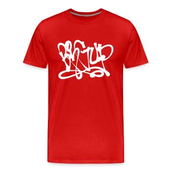 BIGUP Graffiti - Männer Premium Bio T-Shirt - Rot - Vorne - Damien (186cm)