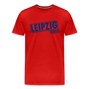 Leipzig - 0341 - Indicatif régional - Saxe - T-shirt bio Premium Homme - rouge - Devant - Damien (186cm)