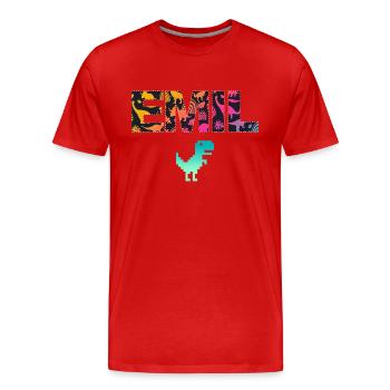 EMIL - Beau prénom de garçon avec dinosaure - T-shirt bio Premium Homme - rouge - Devant - Damien (186cm)