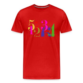 Stacks of numbers - Men's Premium Organic T-Shirt - red - Front - Damien (186cm)