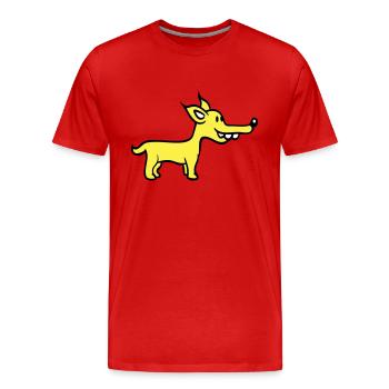 chien se tient mignon petit chiot heureux animal de compagnie - T-shirt bio Premium Homme - rouge - Devant - Damien (186cm)