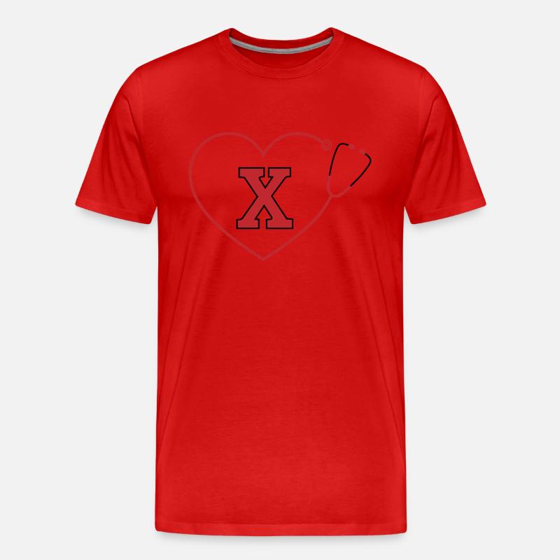 Buchstabe x Stethoskop - Männer Premium Bio T-Shirt - Rot