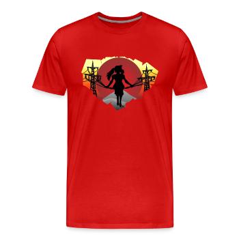 Cable Girl - Männer Premium Bio T-Shirt - Rot - Vorne - Damien (186cm)
