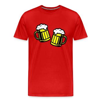 Verre à bière, cheers symbole bière - T-shirt bio Premium Homme - rouge - Devant - Damien (186cm)