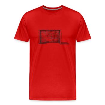 Fußball Tor Netz - Männer Premium Bio T-Shirt - Rot - Vorne - Damien (186cm)