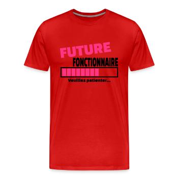 future fonctionnaire - T-shirt bio Premium Homme - rouge - Devant - Damien (186cm)