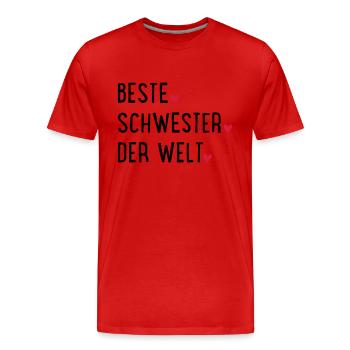 Schwester - Männer Premium Bio T-Shirt - Rot - Vorne - Damien (186cm)