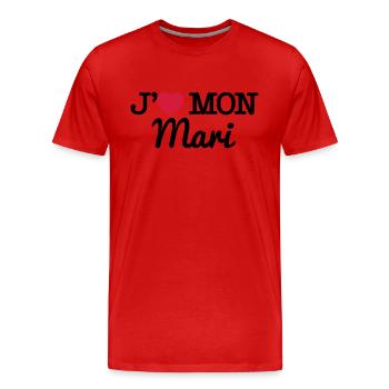 J'aime mon mari - T-shirt bio Premium Homme - rouge - Devant - Damien (186cm)