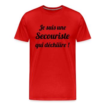 Secourisme / Secouriste / Secours / Secourir - T-shirt bio Premium Homme - rouge - Devant - Damien (186cm)