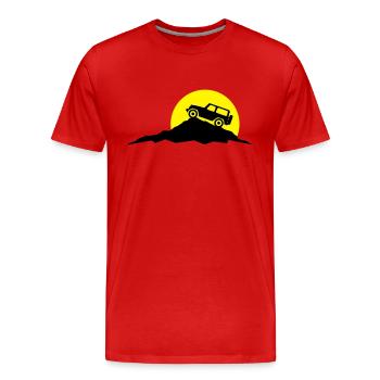 Reise - Berge Jeep - Männer Premium Bio T-Shirt - Rot - Vorne - Damien (186cm)
