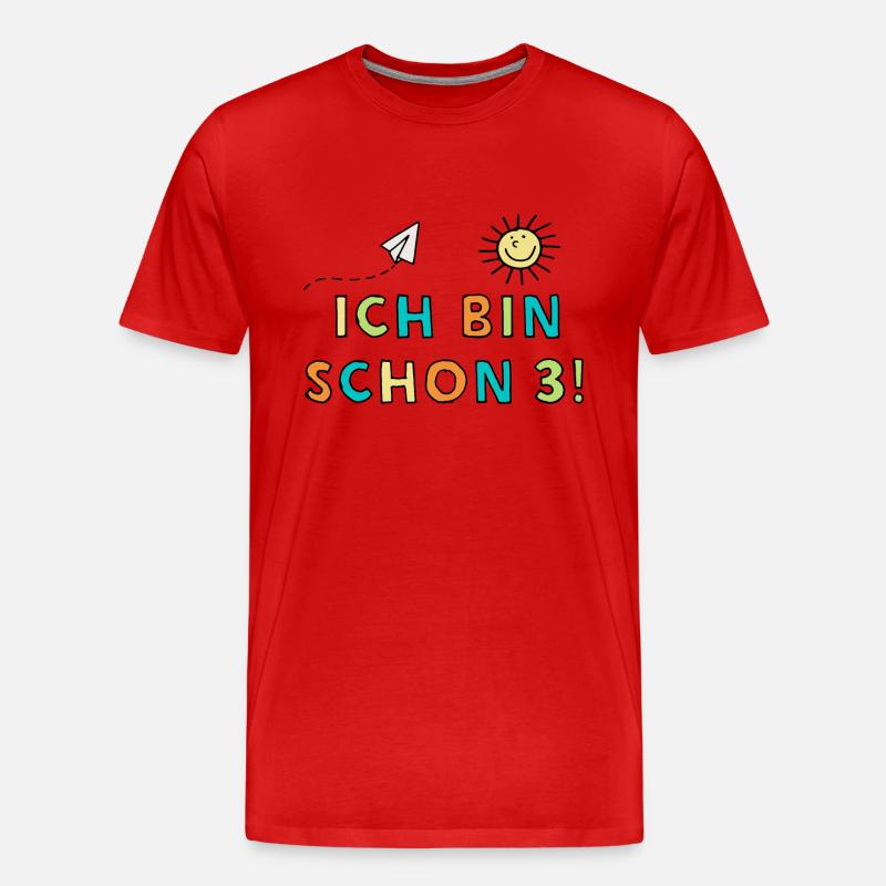 Ich bin schon 3! - Männer Premium Bio T-Shirt - Rot