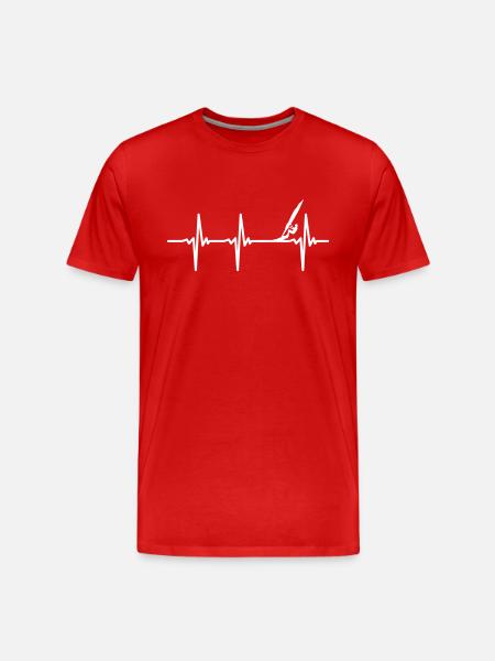 Herzschlag Windsurfen - Männer Premium Bio T-Shirt - Rot