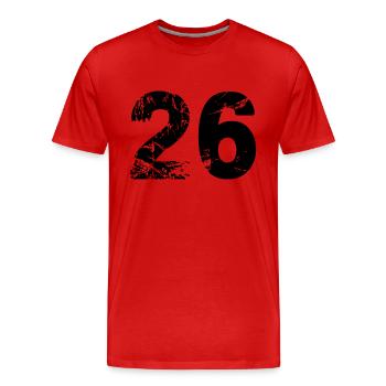 26 - Männer Premium Bio T-Shirt - Rot - Vorne - Damien (186cm)