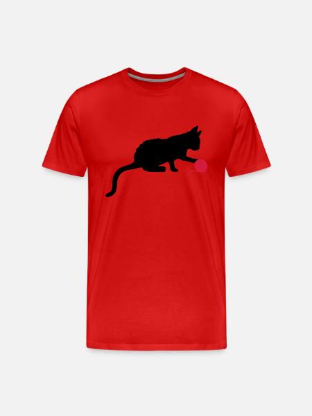 Kitten plays wool ball outline - Men's Premium Organic T-Shirt - red