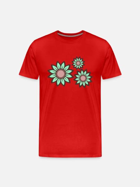 Tranquil Trio: Mint Green Flowers - Men's Premium Organic T-Shirt - red
