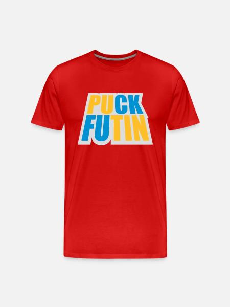 puck futin logo design - Men's Premium Organic T-Shirt - red