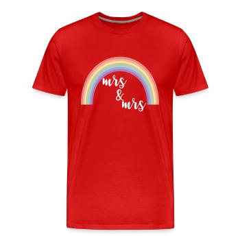 Rainbow Stripes Mrs et Mrs - T-shirt bio Premium Homme - rouge - Devant - Damien (186cm)
