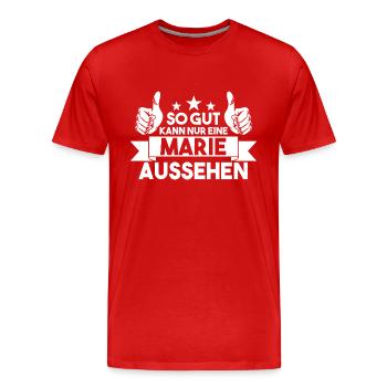 Marie - Männer Premium Bio T-Shirt - Rot - Vorne - Damien (186cm)