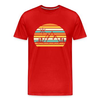 Berge Berg Retro - Männer Premium Bio T-Shirt - Rot - Vorne - Damien (186cm)