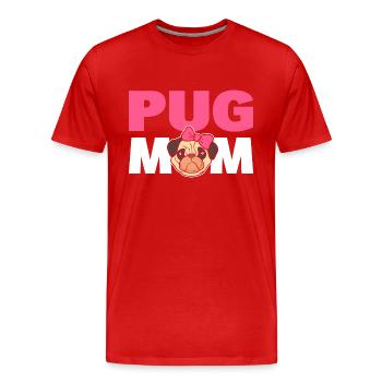 Pug Mom Mops Elternteil - Männer Premium Bio T-Shirt - Rot - Vorne - Damien (186cm)