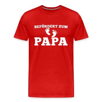 Werdender Papa Schwangerschaftsverkündung - Männer Premium Bio T-Shirt - Rot - Vorne - Damien (186cm)