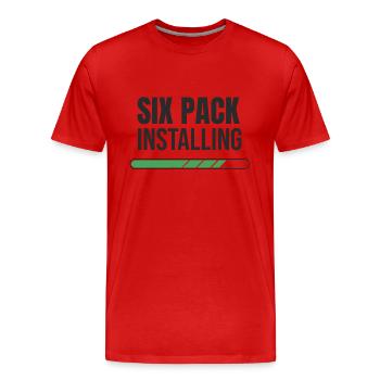 Six Pack Installing - Loading Bar - Muscles - Männer Premium Bio T-Shirt - Rot - Vorne - Damien (186cm)