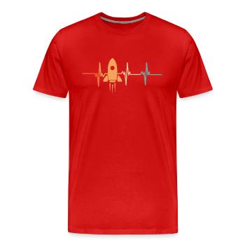Battement de cœur fusée - T-shirt bio Premium Homme - rouge - Devant - Damien (186cm)