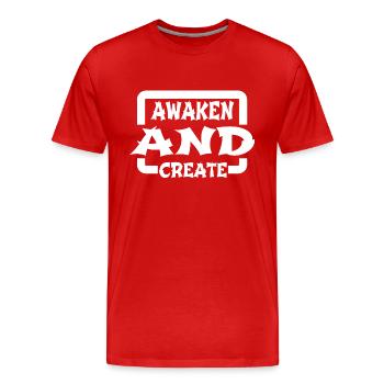 Illumination, expérience, innovation et progrès - T-shirt bio Premium Homme - rouge - Devant - Damien (186cm)