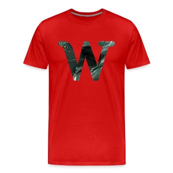 Lettre w marbré vert - T-shirt bio Premium Homme - rouge - Devant - Damien (186cm)