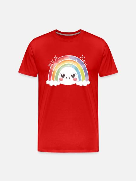 Kawaii Cute Rainbow - Men's Premium Organic T-Shirt - red