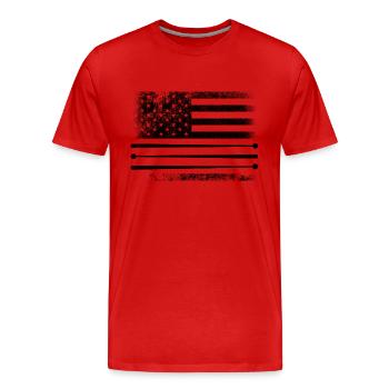 Drapeau américain tambour Patriot Tambour Mélomane Dru - T-shirt bio Premium Homme - rouge - Devant - Damien (186cm)