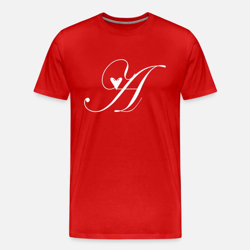 Monogramm A Herz Ranke - Männer Premium Bio T-Shirt - Rot