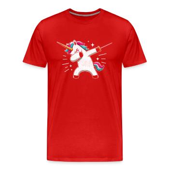 Synchronisieren Einhorn Fechter Schwert Degen Fechter Athlet - Männer Premium Bio T-Shirt - Rot - Vorne - Damien (186cm)