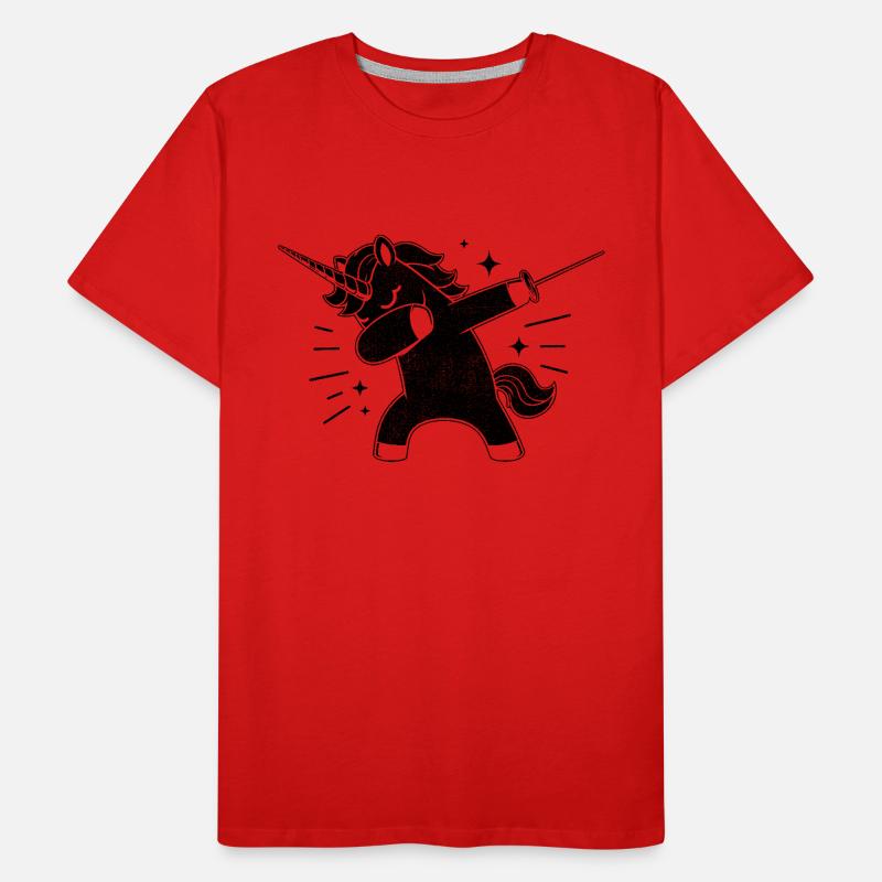 Doublage Licorne Escrimeur Épée Épée Épée Escrime Athlète T-shirt bio Premium Homme